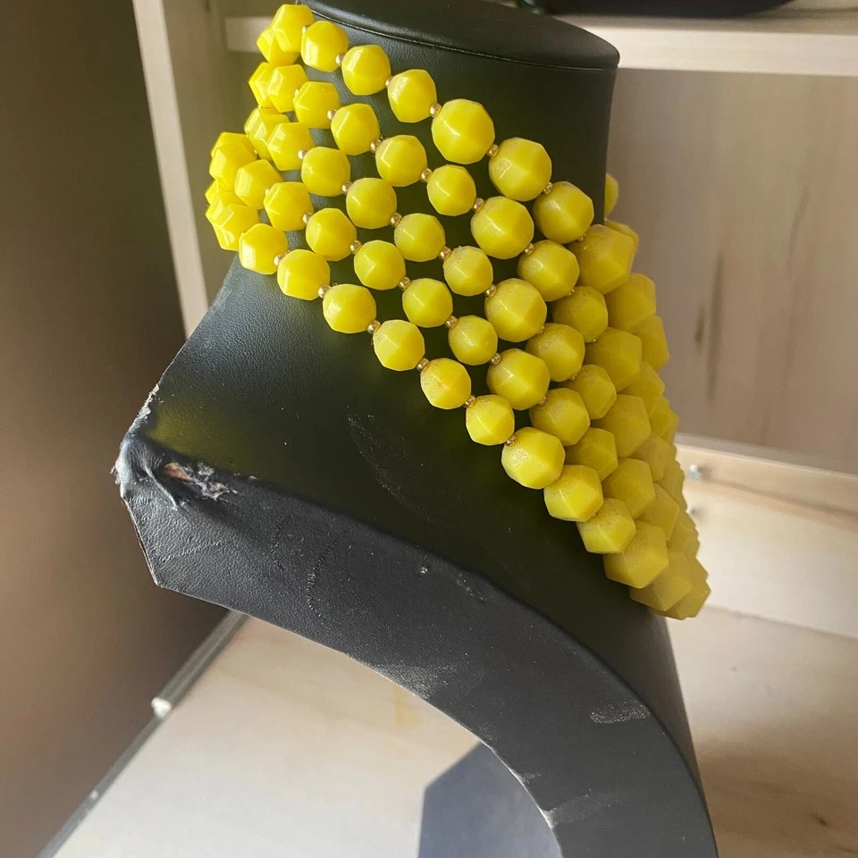 Collar Kate Spade Amarillo Lucite Grueso 5 Hilos Corte a la Persecución Capas 16" Foto 4 de 4