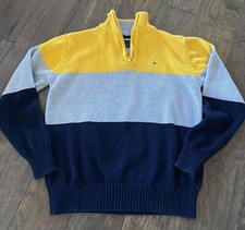 Tommy Hilfiger 3 Colorblock Sweater w Quarter Zipper Boys Size M 12/14 