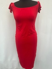 Dress Missguided size 12 red off shoulder viscose blend womens