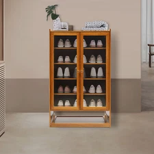 Modern 6-Tier Shoe Storage Cabinet w/ Magnetic Doors,Free Standing Shoe Cabinet