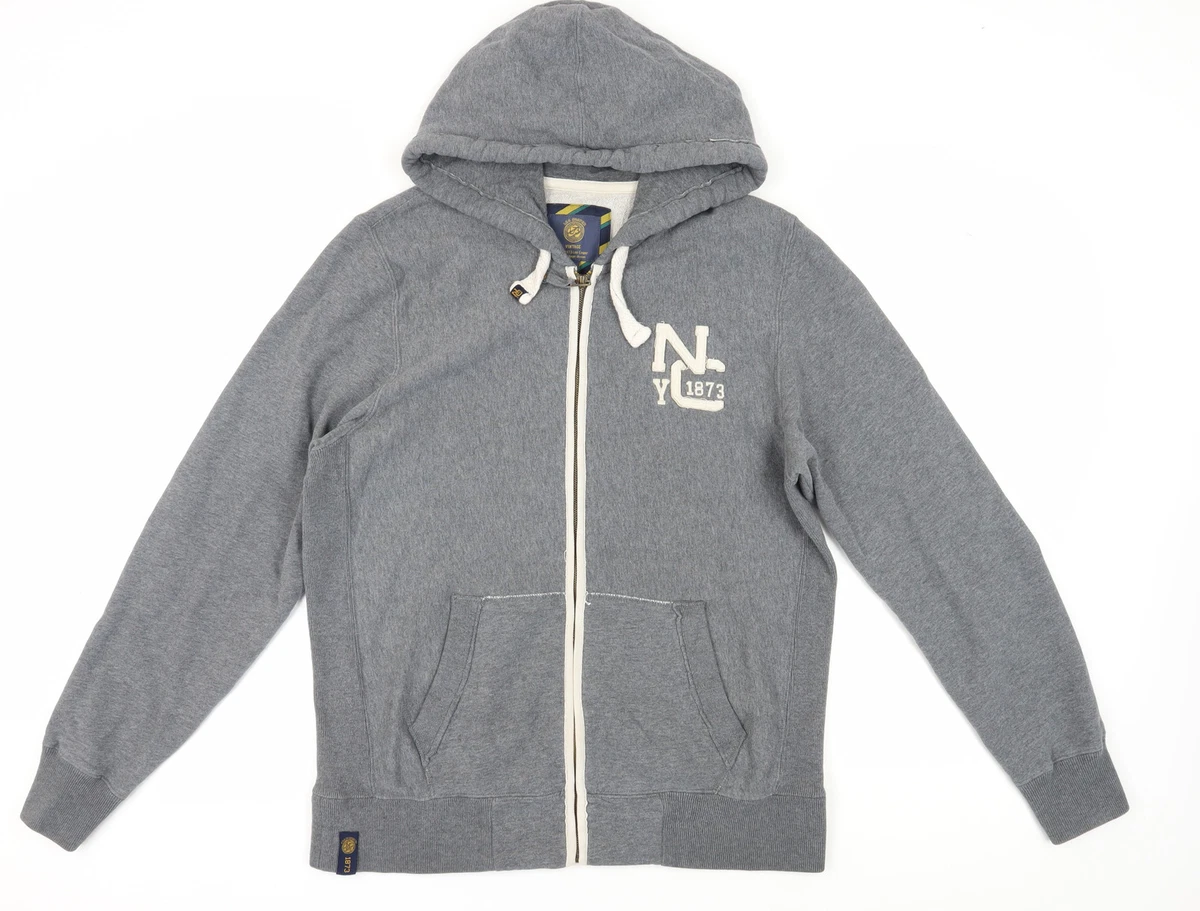 Sweat à Capuche Lee Cooper Gris - Taille L - Zippé Intégral - Occasion (bon état Avec Taches)