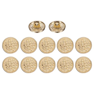 12 Stück Metallknöpfe Mit Stiel 12mm / 0.47" Retro Runde Webmuster Knöpfe Gold - Bild 1 von 4