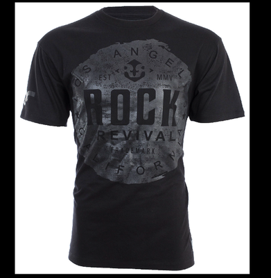 #ad ROCK REVIVAL JEANS Black FREEMAN Regular Fit Short Sleeve Graphic T shirt NWT $17.99