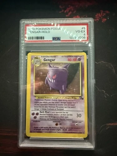 Gengar 5/62 Fossil Pokemon 1999 Holo Holographic VG-EX PSA 4  LOW POP