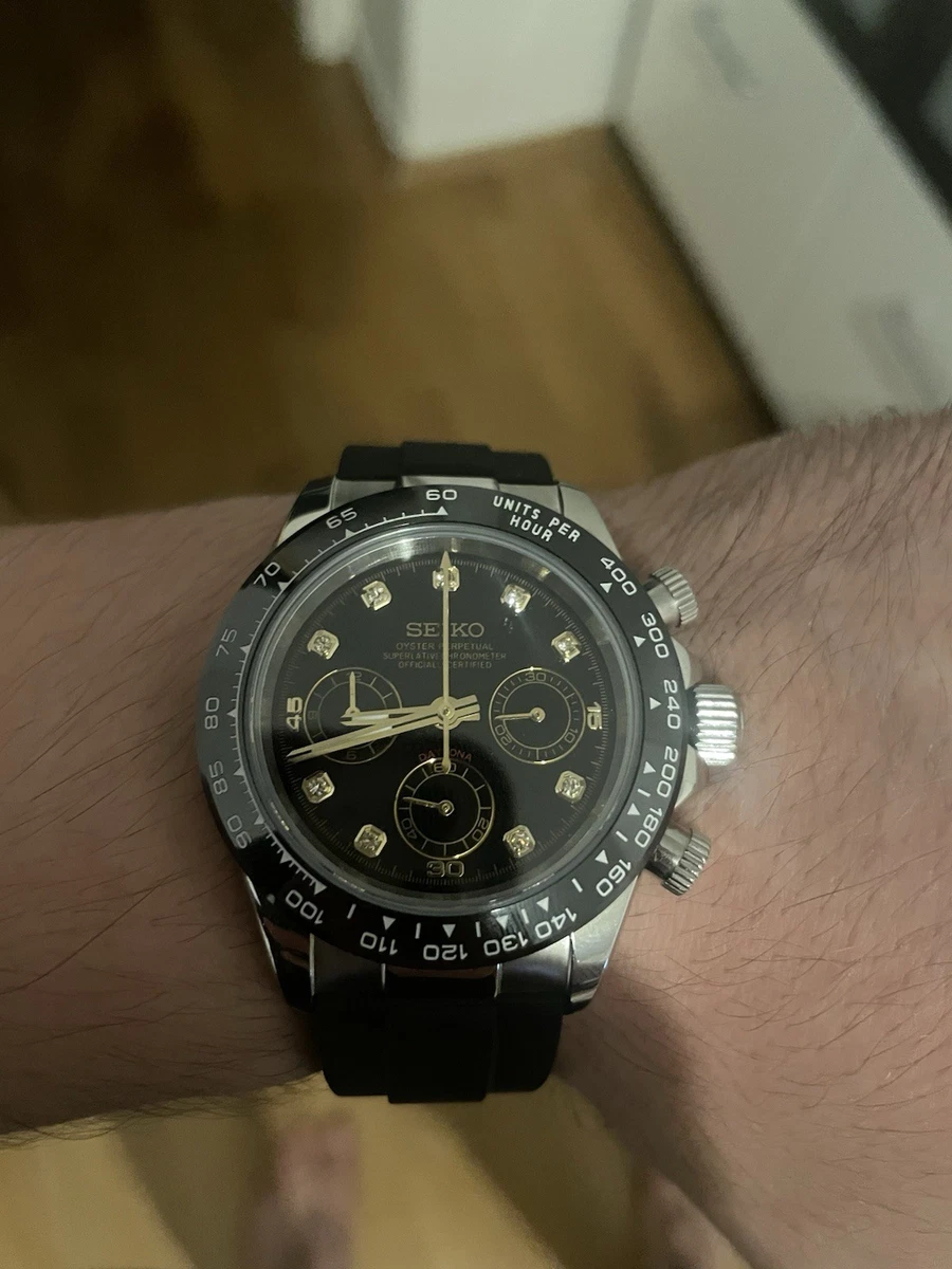 Seiko Mod Quarz Vk63 40mm Black And Gold