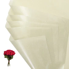 20 Sheets Flower Wrapping Tissue Paper Waterproof Paper Wrap Beige