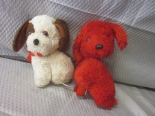 Lot of 2 Vintage 1970s R. Dakin  Co 6  Plush Stuffed Puppy Dog Japan  Taiwan