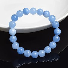 8mm Natural Aquamarine Bracelet Crystal Round Bead Healing Energy Jewelry Gift