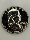 1958 Franklin Half Dollar Proof Lot of 2 90% Silver US Coins #1205