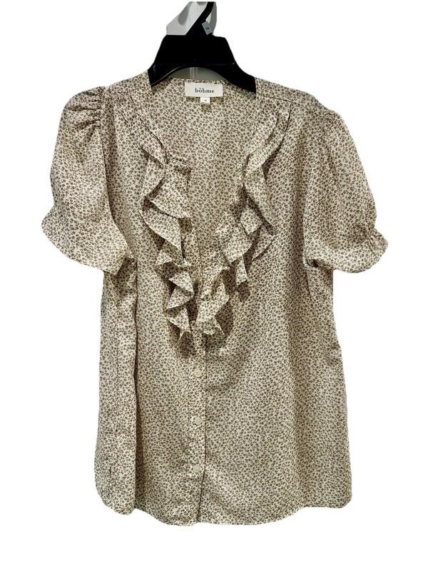 Women's Bohme Size Medium Short Sleeve Dressy Flowy Floral Top Shirt Blouse