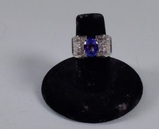 14k White Gold,1.76 Carat TW Diamond 2 Carat Tanzanite Ring 8.5g Size 6