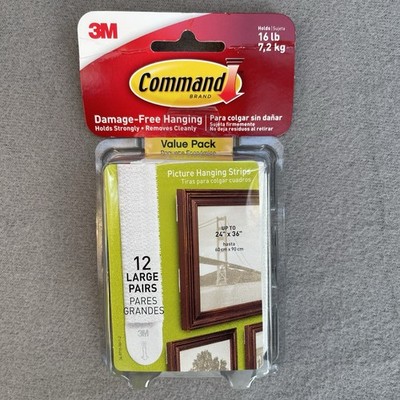 Command Large Picture Hanging Strips, 12 Pairs (24-Command Strips), Damage-Free
