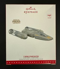 Hallmark Keepsake Star Wars Y-Wing Fighter Ornament Magic Sound 2015 NEW