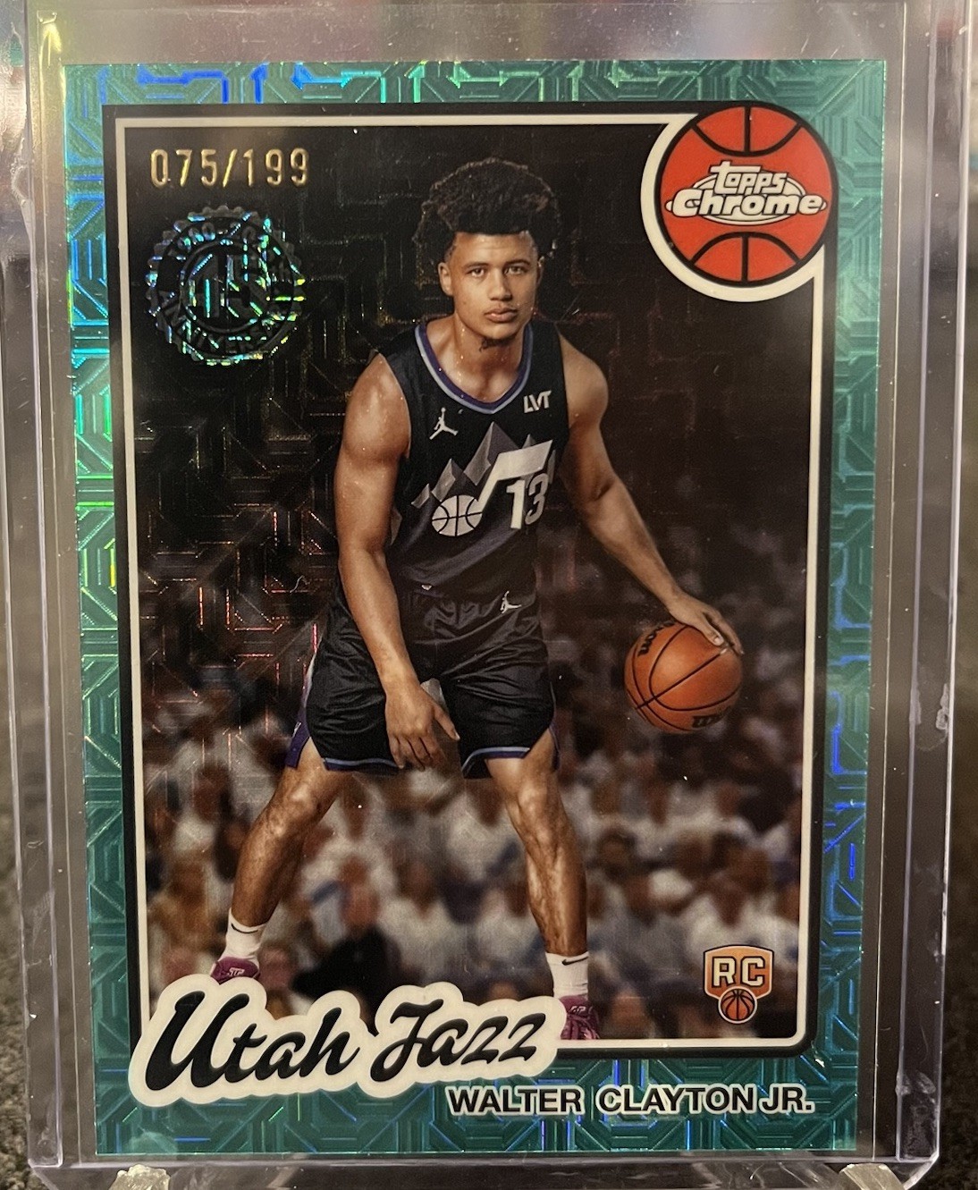 2025 Topps Walter Clayton Jr. Rookie 1980-81 Chrome Aqua Mojo /199 Utah Jazz