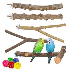 5pcs Natural Parrot Perch for Cage Wooden Bird Perches Grape Bird Stick Parak...