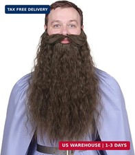 FantaLook 45cm Long Fake Beard Costume for Halloween, Wizard free size, Brown