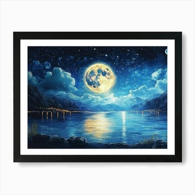 3d Modern Art Night Landscape Art P Framed Wall Art Poster Canvas Print Picture