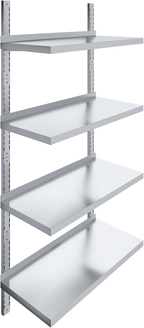 Four-Tier Metal Wall Mount Shelf | Staunless Steel Shelving for Commercial Kitch