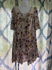 Altar’d State White Floral Mini Babydoll Style Boho Dress M Cottagecore