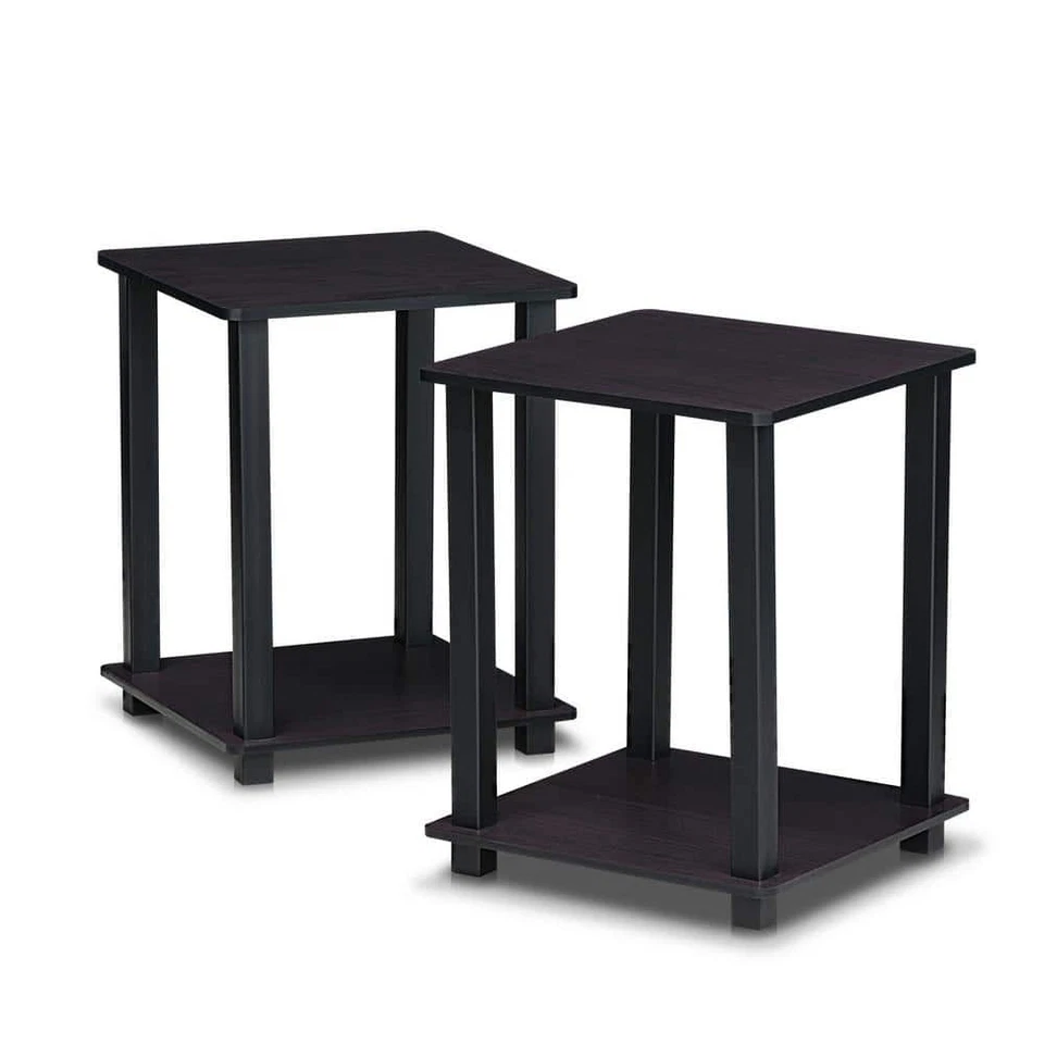 End Table Simplistic Dark Walnut Rectangle 19.6"H x 15.6"W x 15.6"L (2-Pack) - Image 2 of 4