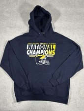Champion Michigan Wolverines 2023 National Champions Helmet Hoodie Blue Large
