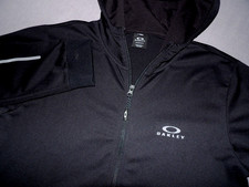 OAKLEY Performance Fit Black 100 Polyester Zip-Up Hoodie Sweatshirt Men's Large