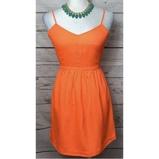 J Crew Neon Orange Dress Size 6 Sleeveless Lightweight Pockets