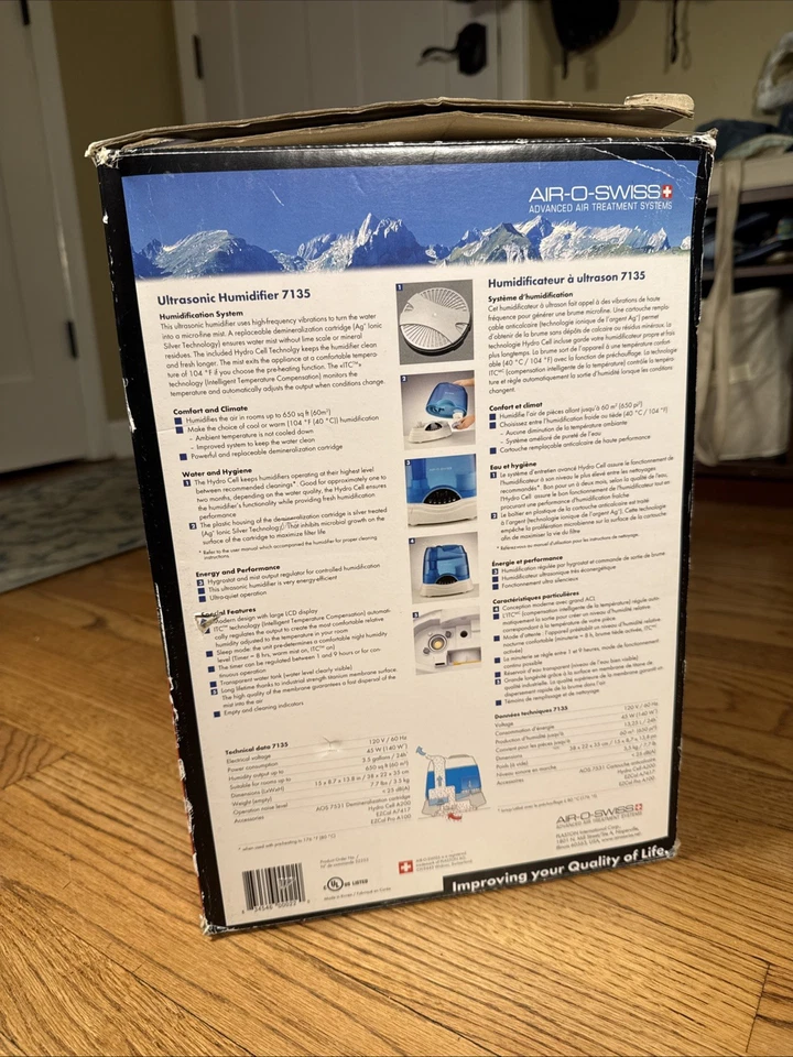 AIR-O-SWISS AOS 7135 Ultrasonic Humidifier Warm & Cool Mist - Working! - Image 3 of 4