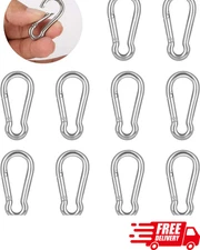 10 PCS Stainless Steel Carabiner Clips 1.57" Heavy Duty Spring-Snap Hook
