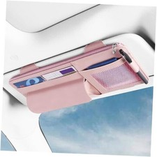 Car Visor Organizer, Multi-Pocket Sunvisor Storage with Sunglass Holder, Pink