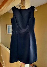 Adrianna Papell Black Satin A-Line Dress Knee Length Sleeveless  Size 6