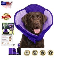 Adjustable Dog Cone Large - Soft Elizabethan Collar, Post-Surgery, Stop Licking