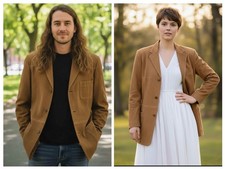 Tasso Elba Suede Jacket Blazer Men's Small EUC Tan, Camel