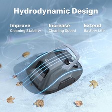 Cordless Robotic Pool Vacuum Cleaner, 90 Min, Auto for 860 Sq.ft Above Ground