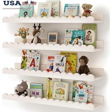 Nursery Book Shelves 4-Pack White Floating Shelves Wall Book Shelves Baby Room