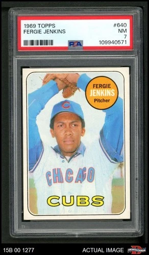 1969 Topps #640 Fergie Jenkins Cubs HOF PSA 7 - NM