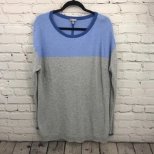 Talbots Top Womens Extra Large Gray Long Sleeve Sweater Color Block Blouse