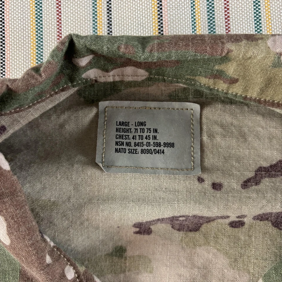 US Army FRACU Multicam Combat Uniform Jacket Large Long Flame Resistant Camo GUC - Image 3 of 4