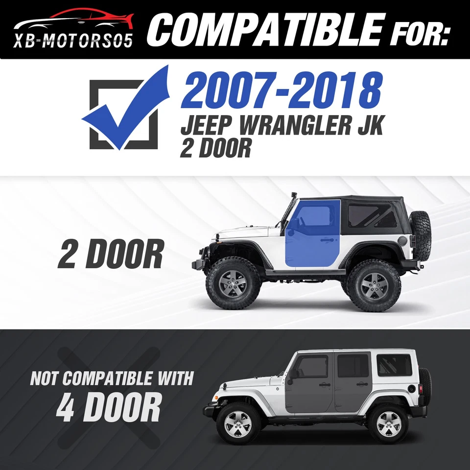 For 2007-2018 Jeep Wrangler JK 2 Door Black Steel Running Boards Drop Side Steps - Image 2 of 4