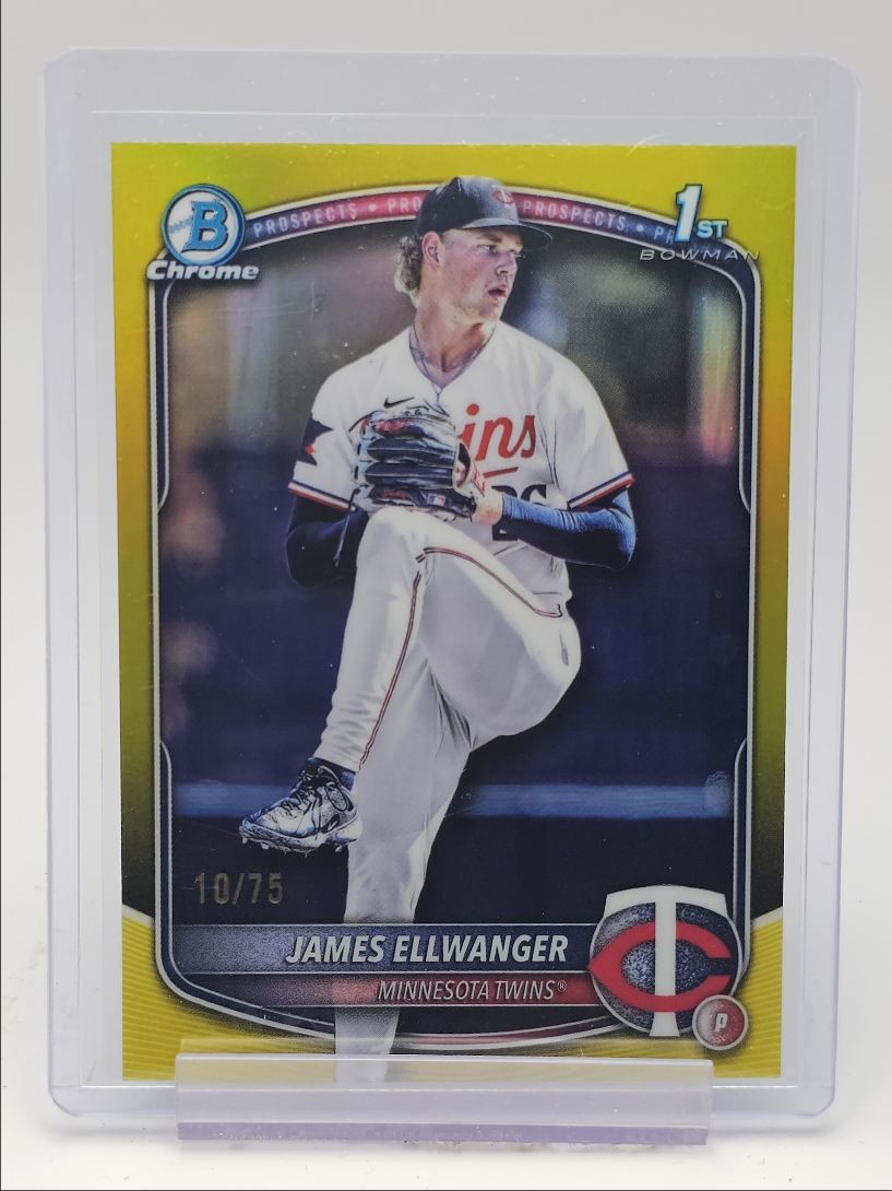 JAMES ELLWANGER 2025 BOWMAN CHROME DRAFT 1ST YELLOW TWINS /75 Q3917