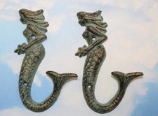 2-MERMAID WALL HOOK,Bath Decor,Coastal Living,Mythical Style,Nautical Look,BL-42