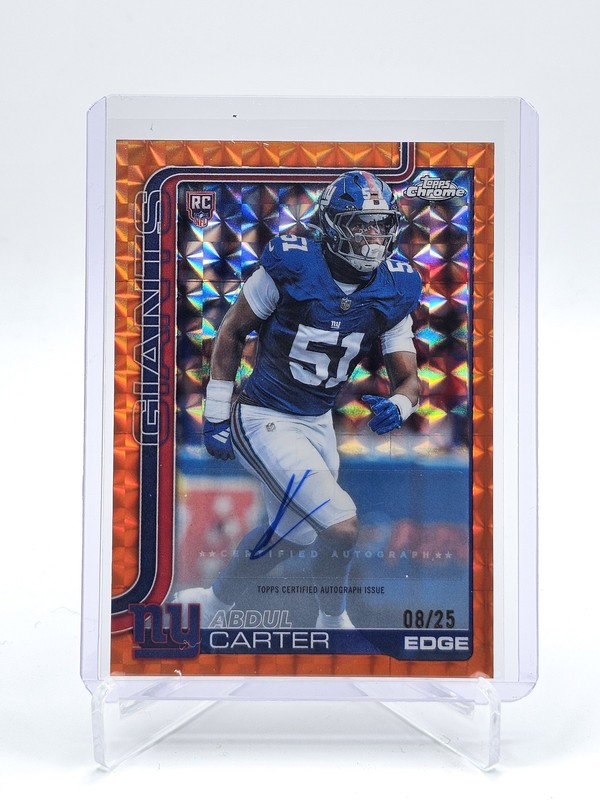 ABDUL CARTER 2025 TOPPS CHROME ROOKIE ORANGE GEOMETRIC RC AUTO /25 #RA-AC Q7577
