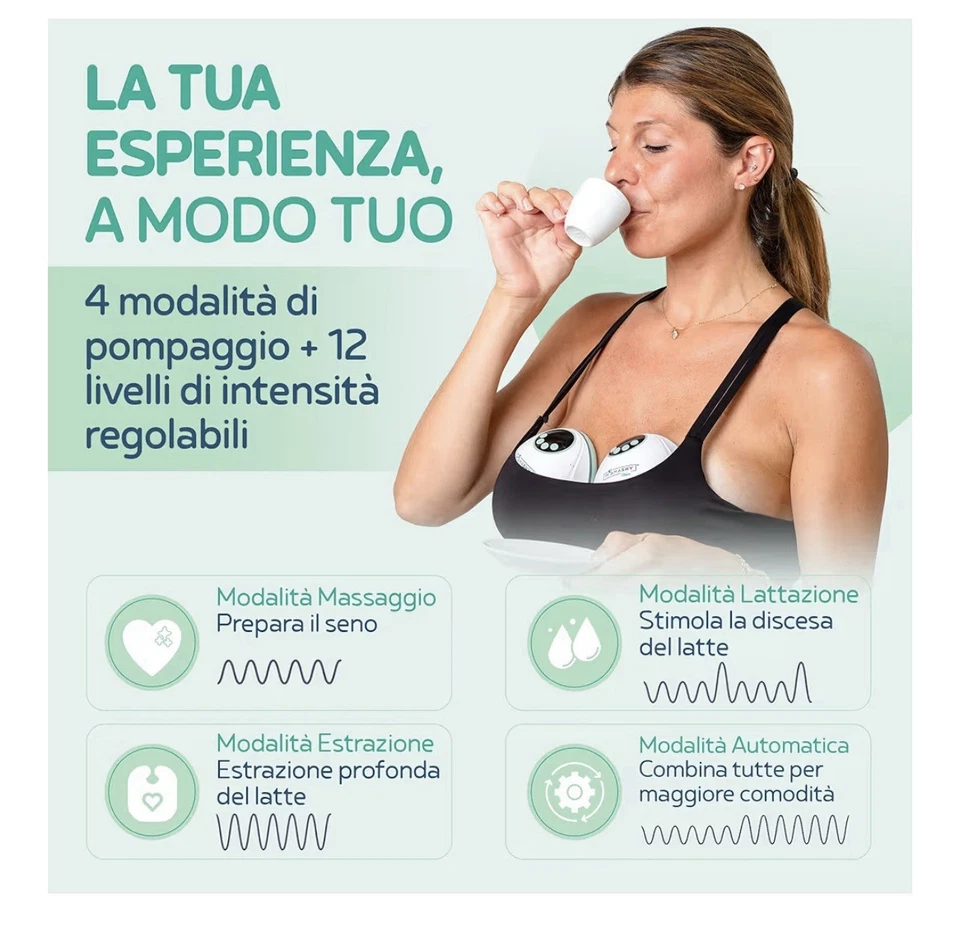 Mamashy Tiralatte Elettrico Indossabile con Guida Vocale in Italiano Tira Latte - Immagine 3 di 4