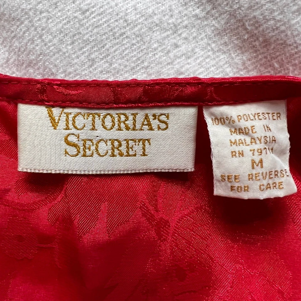 Camisa Henley de Colección Victoria's Secret Etiqueta Dorada Roja Floral Manga Larga para Dormir-M Foto 4 de 4