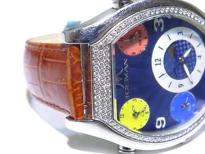 モ*チ様 raw life factory 宝掌　ICEMAN Mens Iceman Cheap Stainless Steel Swiss Movt 3 Time Zone White