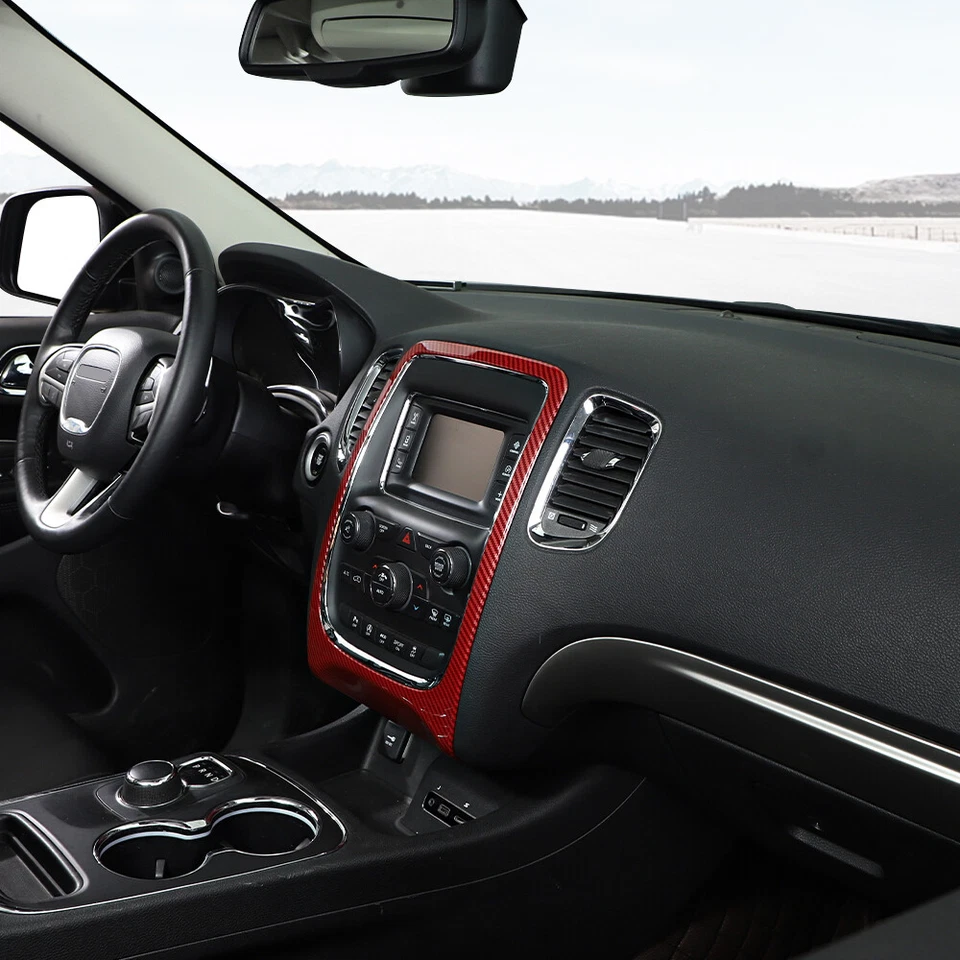 Red Carbon Fiber Center Console GPS Navigation Cover Frame For Dodge Durango 14+ Foto 4 de 4