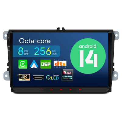 9 Zoll Autoradio für VW Golf Caddy EOS Passat Android 14 8+256GB LTE 4G GPS HiFi