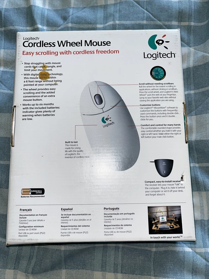 NIB Logitech Cordless Wireless Wheel Mouse New -Q - Image 2 of 2