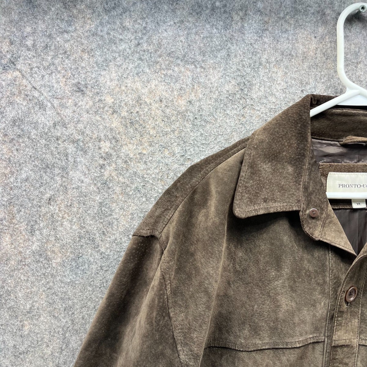 Pronto Uomo Jacket Mens Extra Large Adult Brown Suede Trench Coat