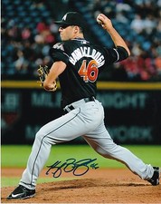 KYLE BARRACLOUGH   MIAMI MARLINS   ACTION SIGNED 8x10